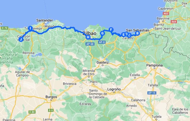 Routekaart Roadtrip Noord-Spanje deel 2