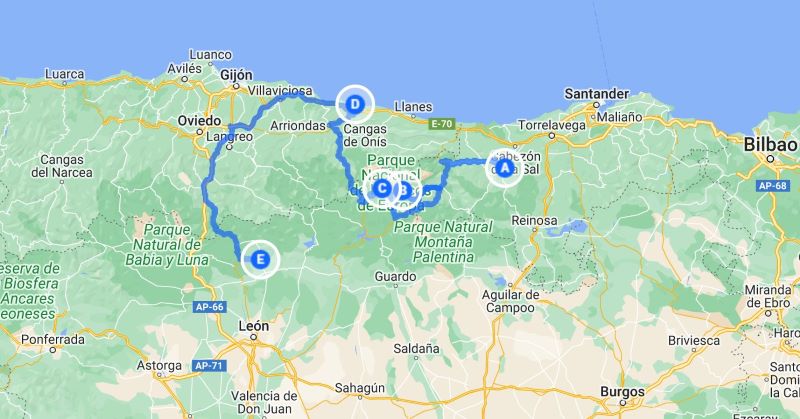 Routekaart Roadtrip Noord-Spanje deel 3