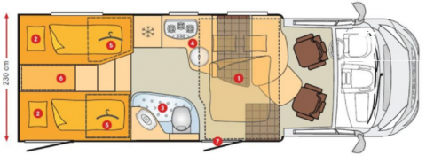 Indeling Burstner IXEO
